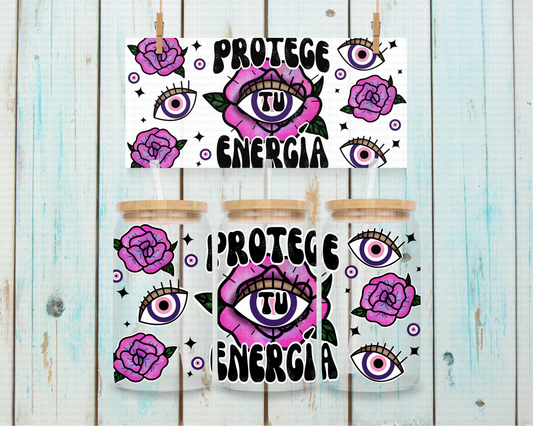 Eil Eye Purple Protege Energia Latino - 16 oz / 20 oz Libby UV DTF Wrap C&O EXCLUSIVE