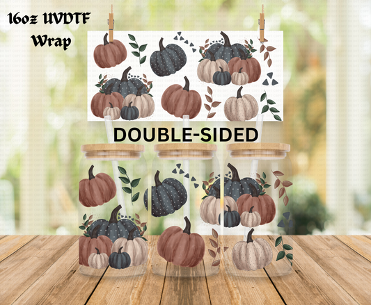 Autumn Pumpkins - 16 oz Libby UV DTF DOUBLESIDED Wrap RTS