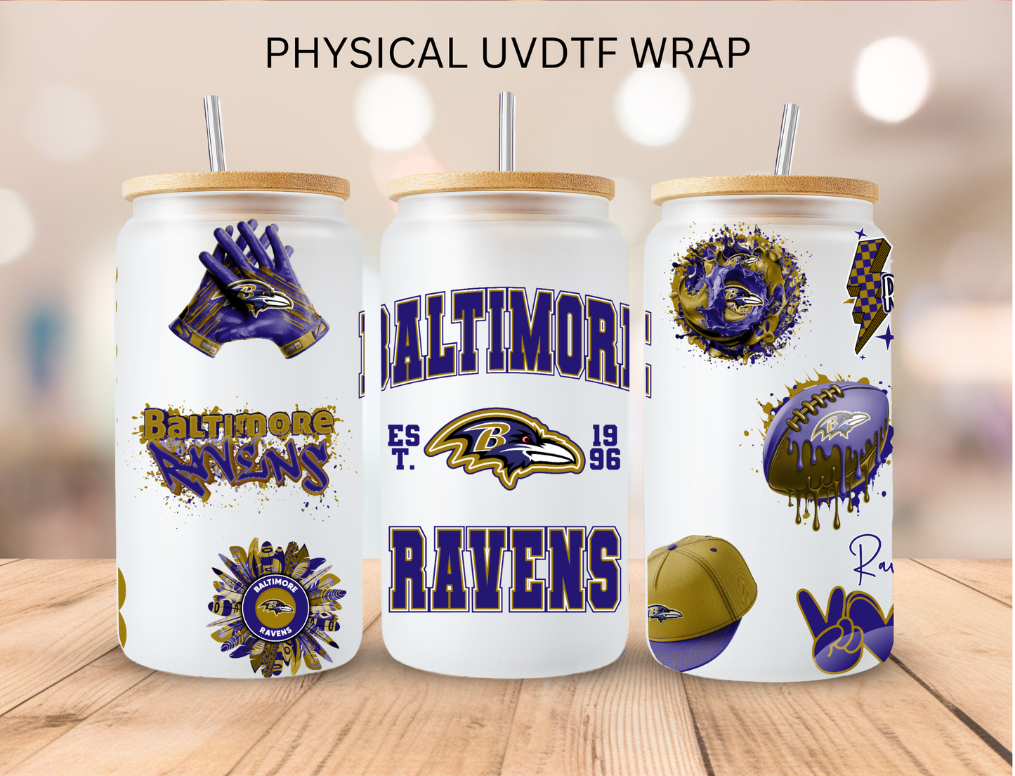 Ravens NFL Team - 16 oz / 20 oz Libby UV DTF Wrap