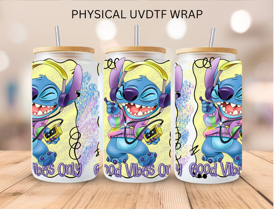Good Vibes Only Blue Alien - 16 oz / 20 oz Libby UV DTF