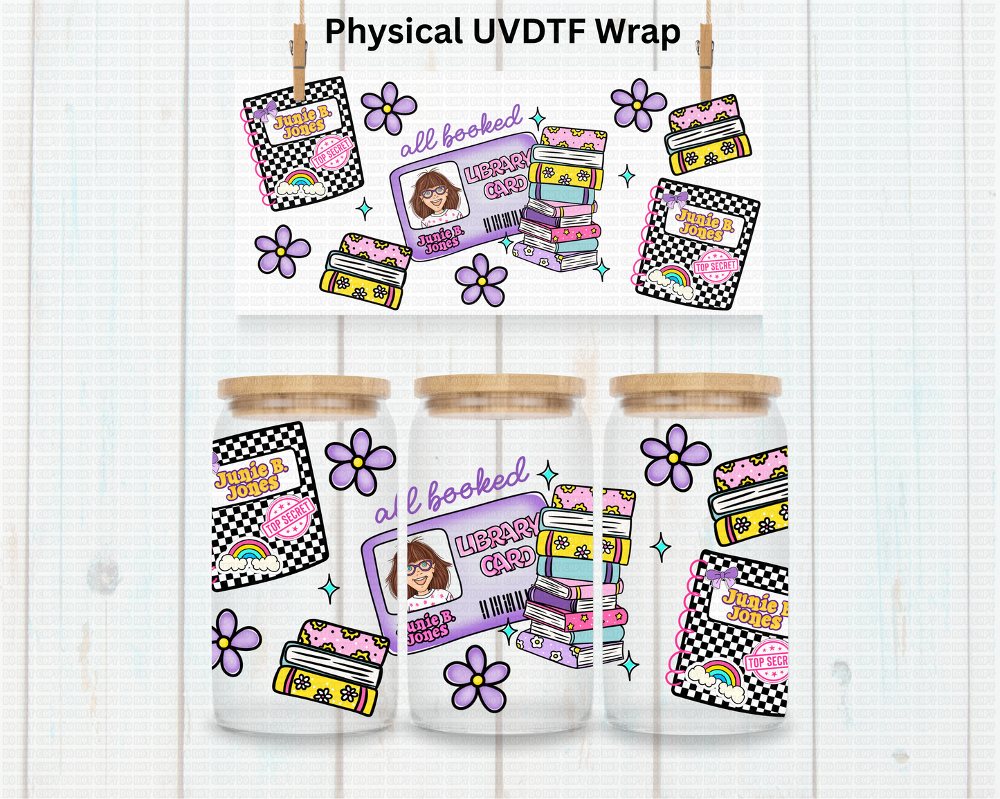 Junie B Library Card - 16 oz / 20 oz Libby UV DTF