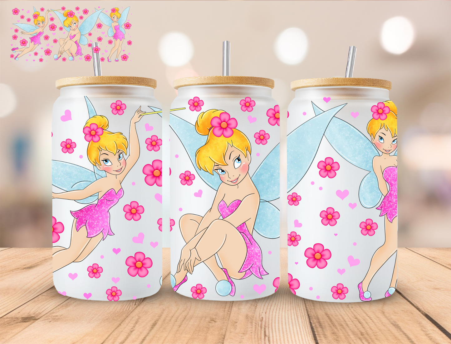 Pink Fairy - 16 oz / 20 oz Libby UV DTF Wrap