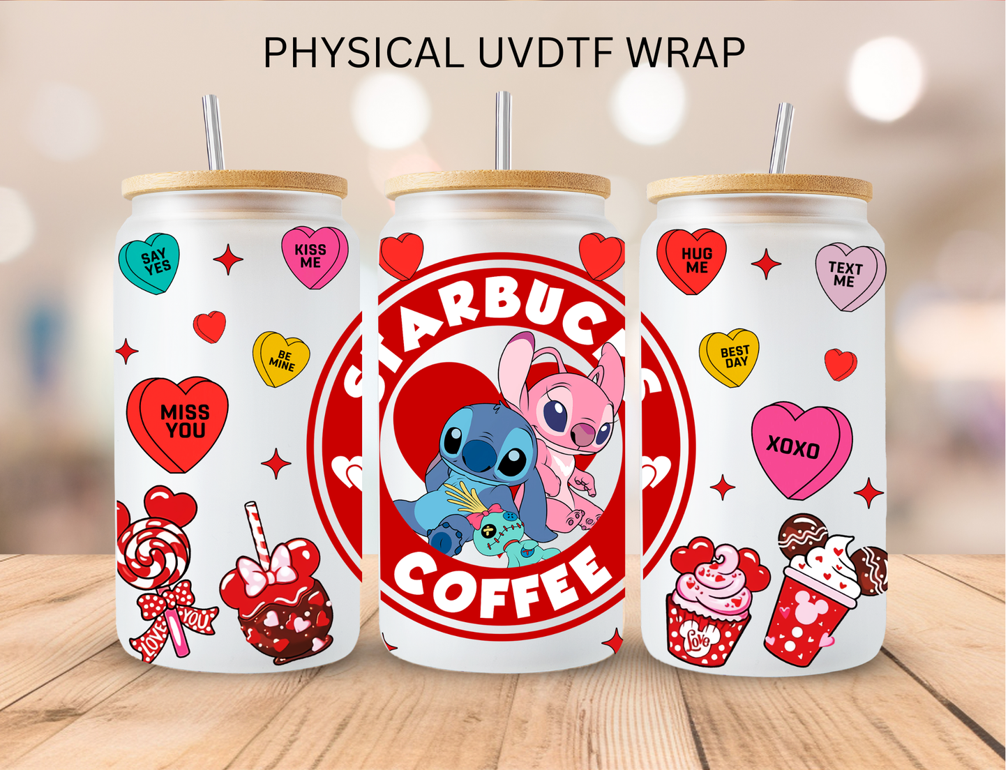 Mouse Crew Red Valentines Bundle Stitch - 16 oz / 20 oz Libby UV DTF