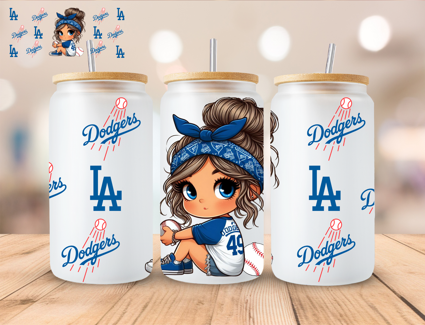 Dodgers Girl - 16 oz / 20 oz Libby UV DTF Wrap