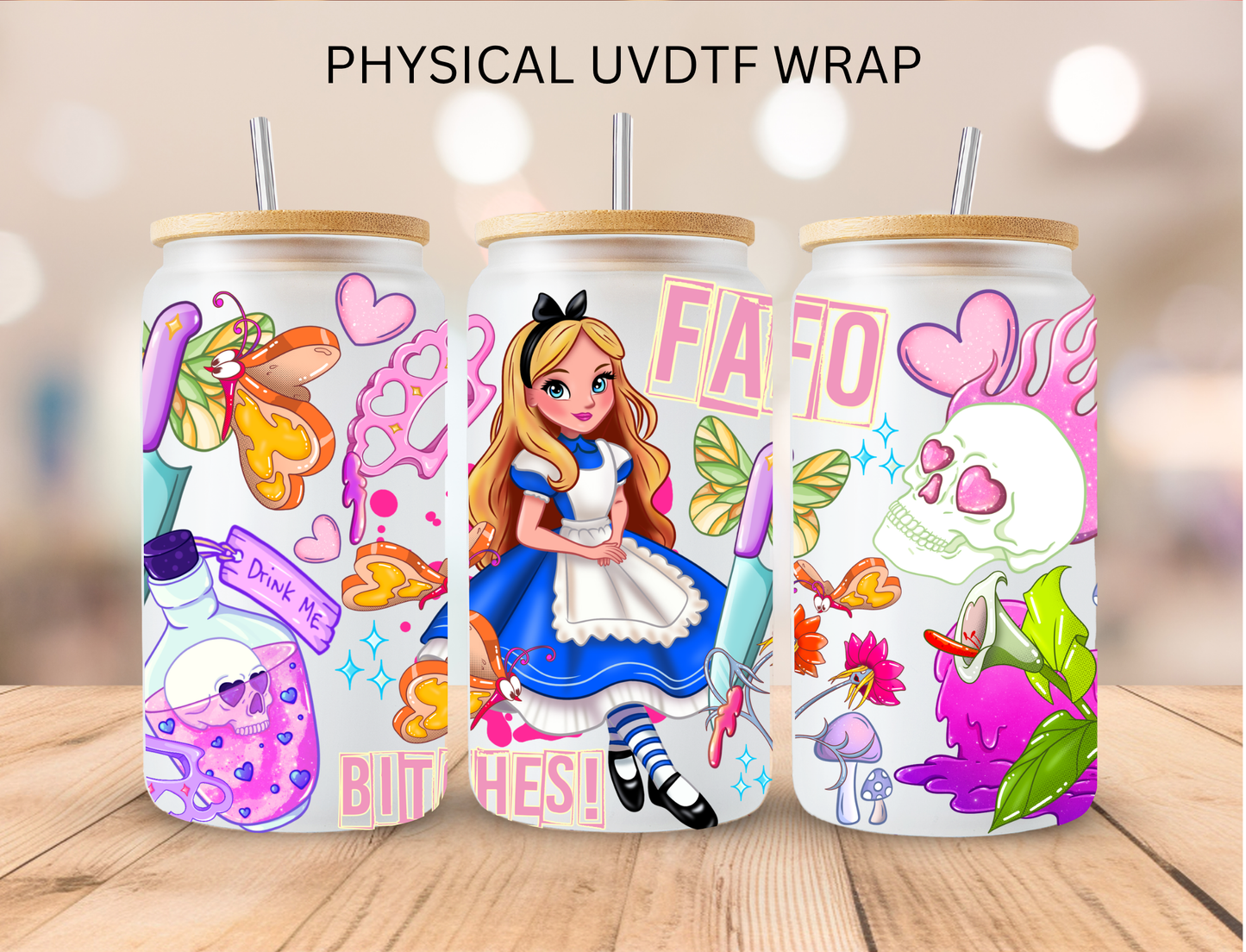 Wonderland Girl - 16 oz / 20 oz Libby UV DTF Wrap