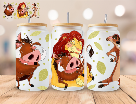 Lion Leader And Warthog - 16 oz / 20 oz Libby UV DTF Wrap