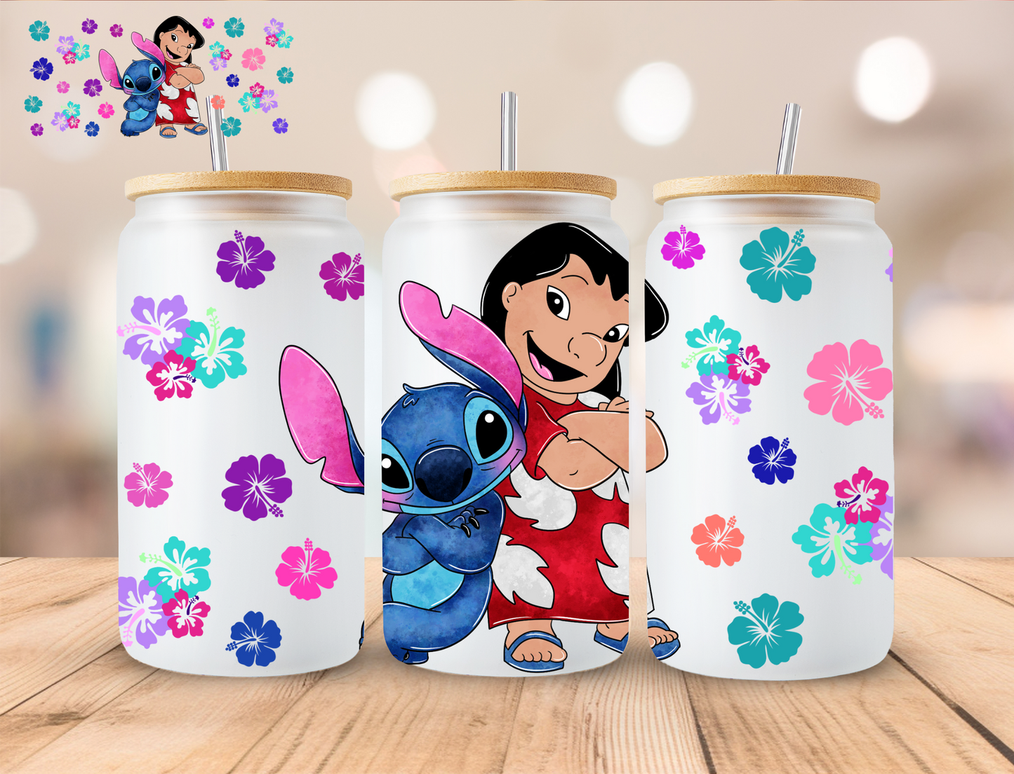 Blue Alien And Friend- 16 oz / 20 oz Libby UV DTF Wrap