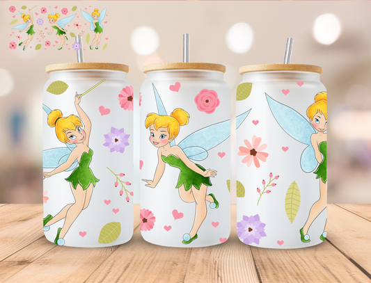 Green Floral Fairy - 16 oz / 20 oz Libby UV DTF Wrap