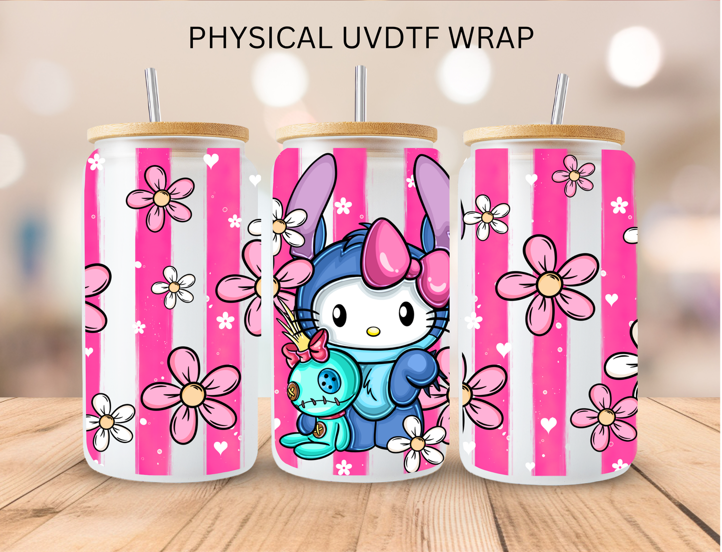 Blue Alien Kitty - 16 oz / 20 oz Libby UV DTF Wrap