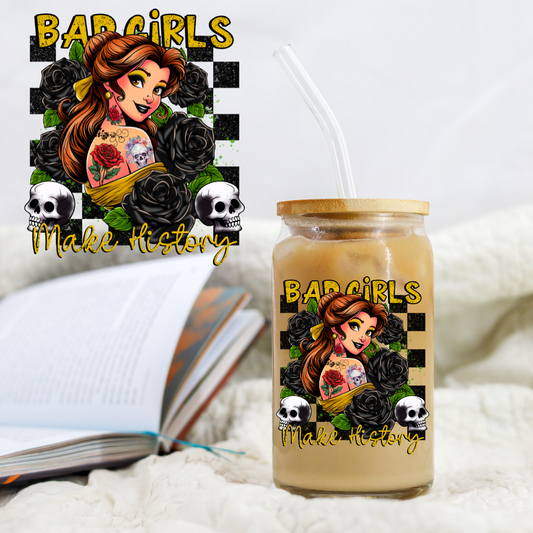 Bad Girl's Collection Checkered Rose Princess - UV DTF Libby Decal CSTAGE EXCLUSIVE