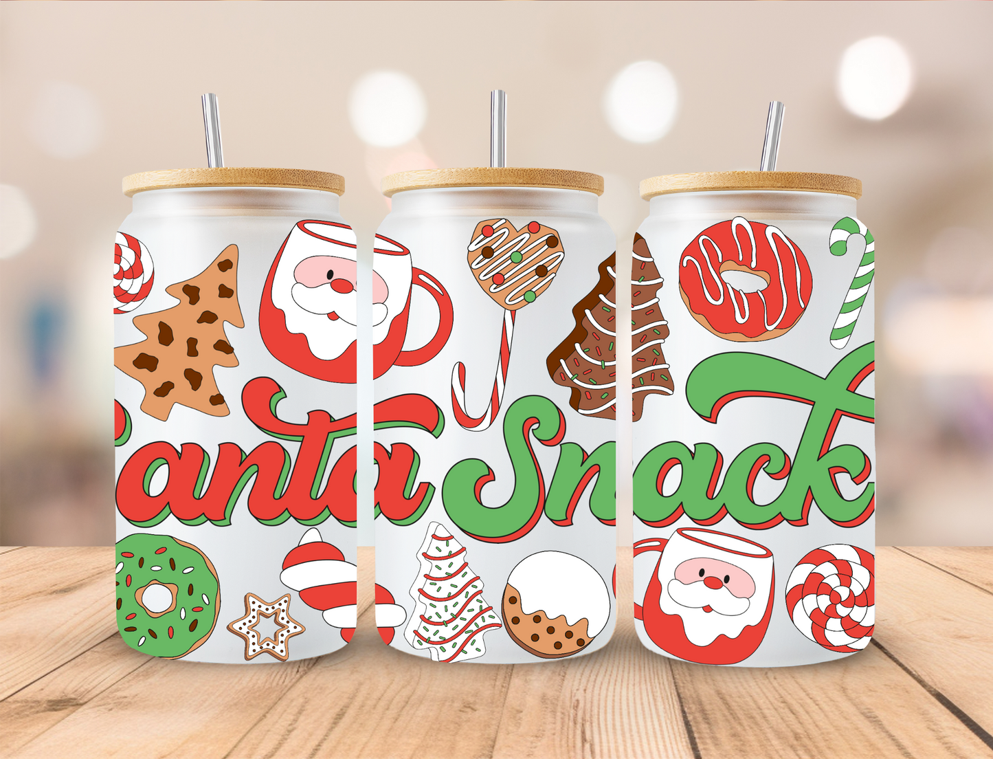 Christmas Santa's Snack - 16oz Libby UV DTF Wrap