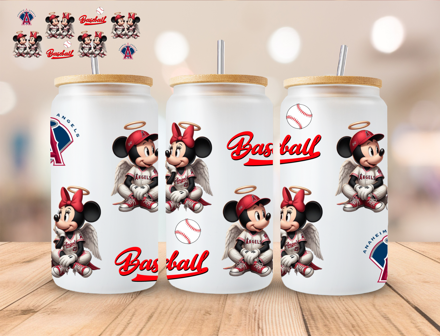 Angels Baseball Mouse - 16 oz / 20 oz Libby UV DTF Wrap