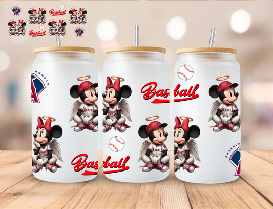 Angels Baseball Mouse - 16 oz / 20 oz Libby UV DTF Wrap