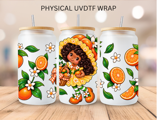 Orange Girl - 16 oz / 20 oz Libby UV DTF Wrap