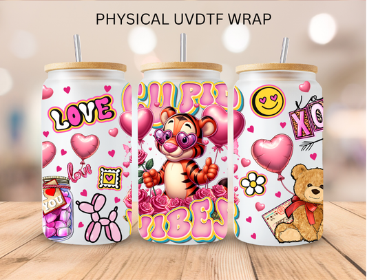 Valentines Cupid Vibes Tiger - 16 oz / 20 oz Libby UV DTF