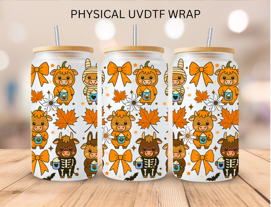 Fall Coffee Cows - 16 oz / 20 oz Libby UV DTF Wrap