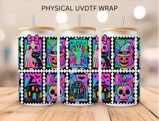 Halloween Glittery Stamps - 16 oz / 20 oz Libby UV DTF Wrap