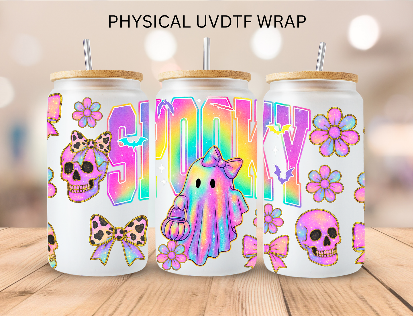 Halloween Glittery Spooky - 16 oz / 20 oz Libby UV DTF Wrap