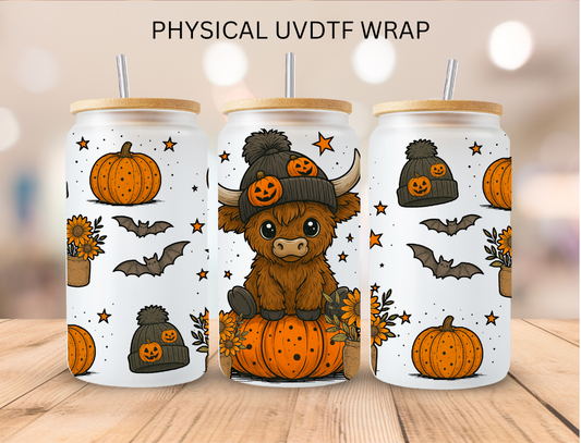 Fall Pumpkin Cow - 16 oz / 20 oz Libby UV DTF Wrap