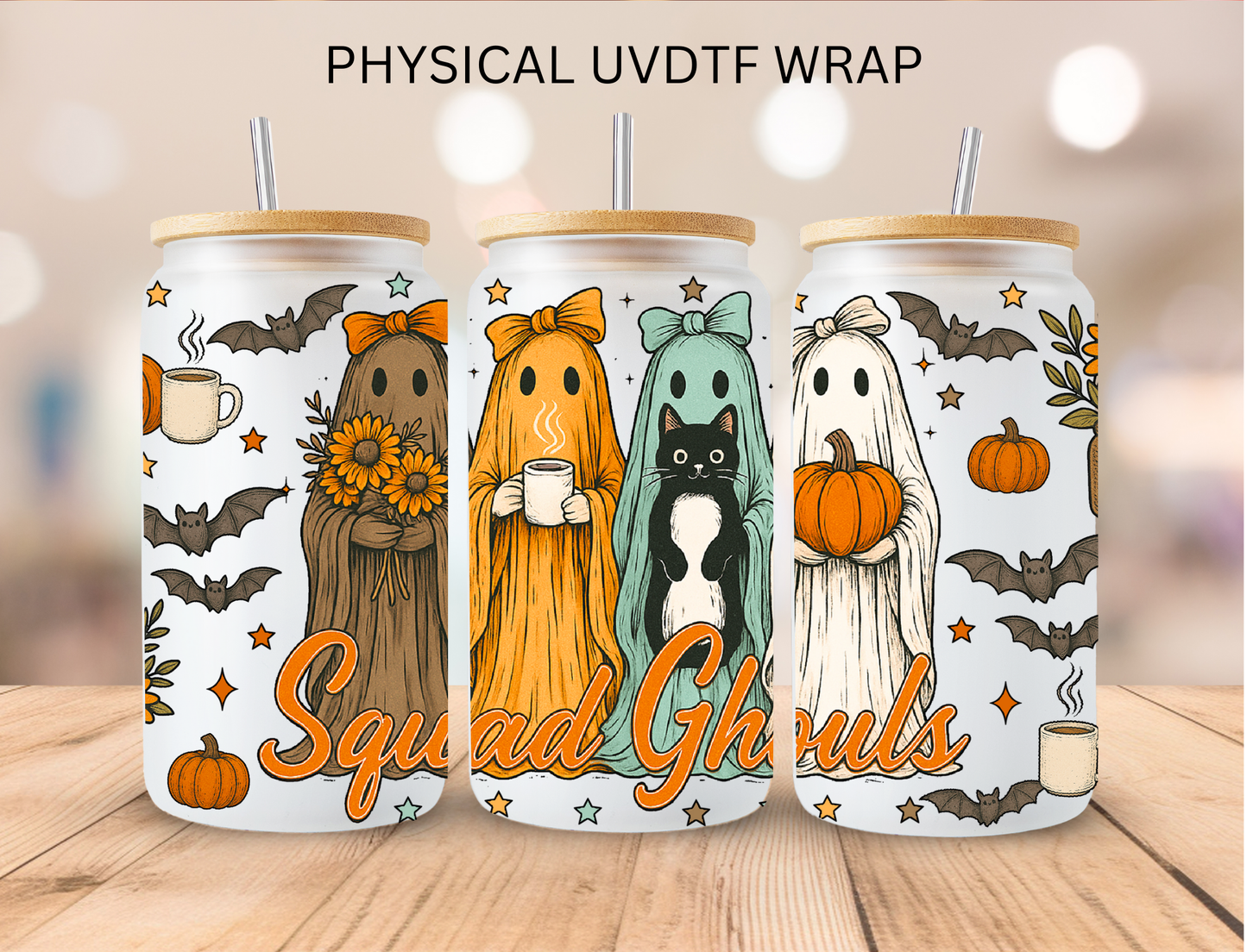 Fall Squad Ghouls - 16 oz / 20 oz Libby UV DTF Wrap
