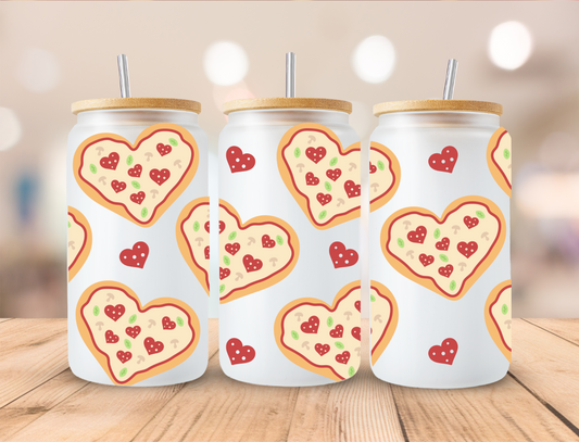 Valetine Pizza Heart's - 16 oz Libby UV DTF Wrap