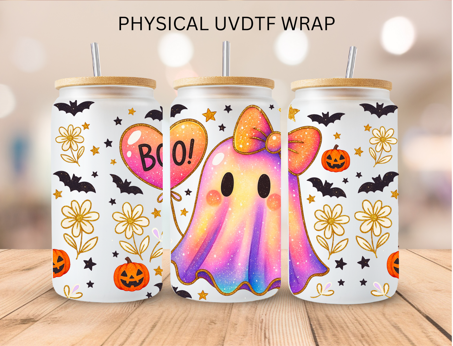Halloween Ghost BOO - 16 oz / 20 oz Libby UV DTF Wrap