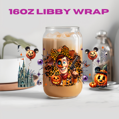 Halloween Leopard Bow Character Collection - 16 oz / 20 oz Libby UV DTF Wrap