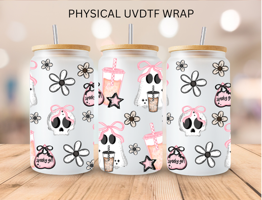 Pink Halloween Ghosts - 16 oz / 20 oz Libby UV DTF Wrap