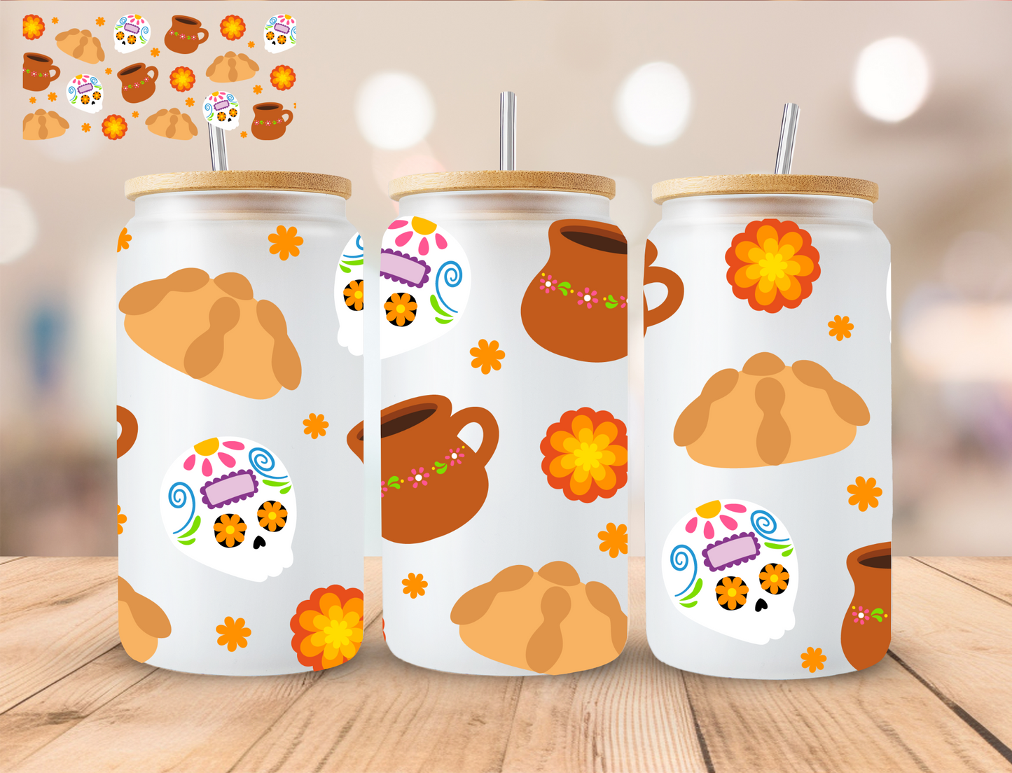 Hispanic Pan Dolce - 16 oz / 20 oz Libby UV DTF Wrap