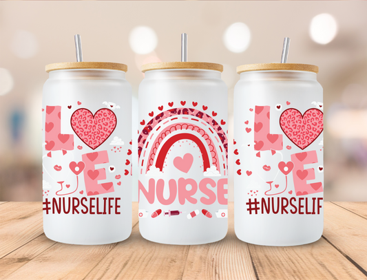 Valentine's #Nurse - 16 oz / 20 oz Libby UV DTF Wrap