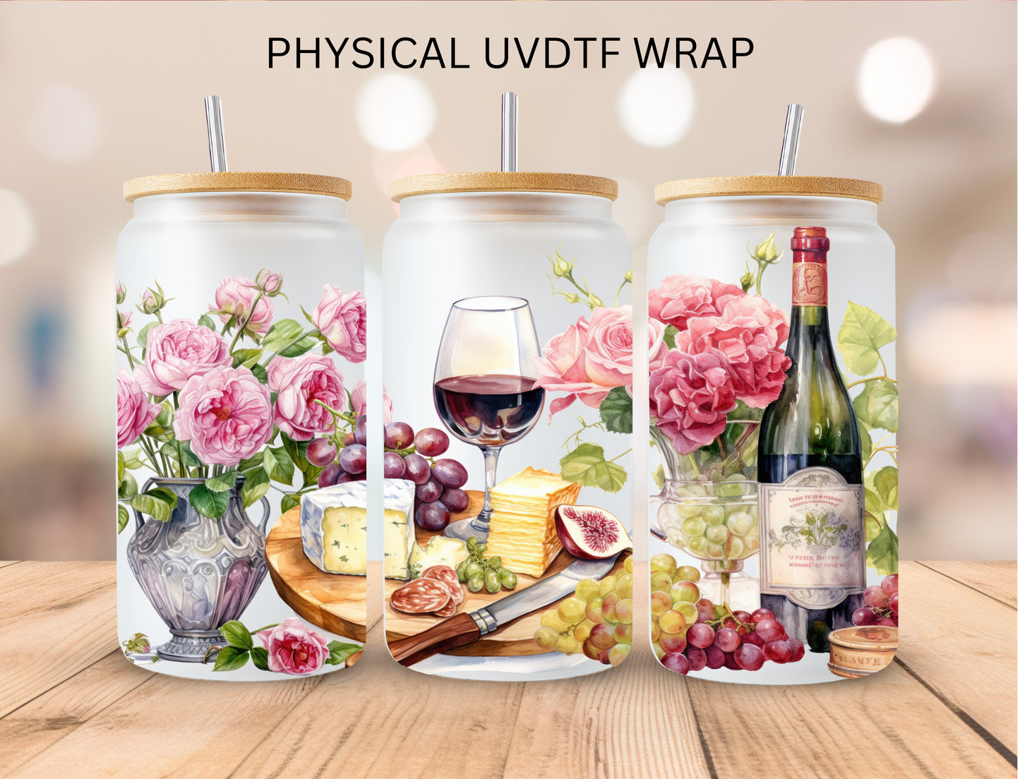 Wine Aesthetic - 16 oz / 20 oz Libby UV DTF Wrap