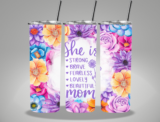 Mother's Day She Is Mom - 20oz Skinny Tumbler Wrap