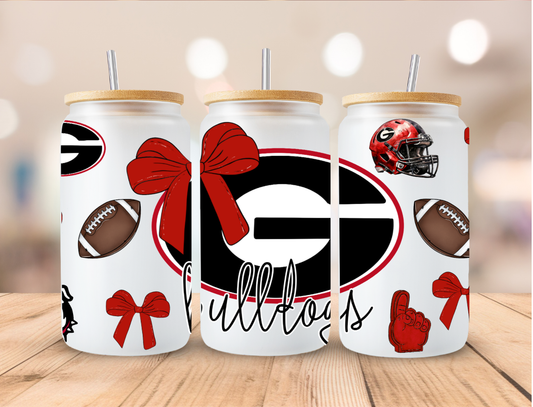 Football Sports Coquette Georgia Bulldogs - 16 oz / 20 oz Libby UV DTF Wrap