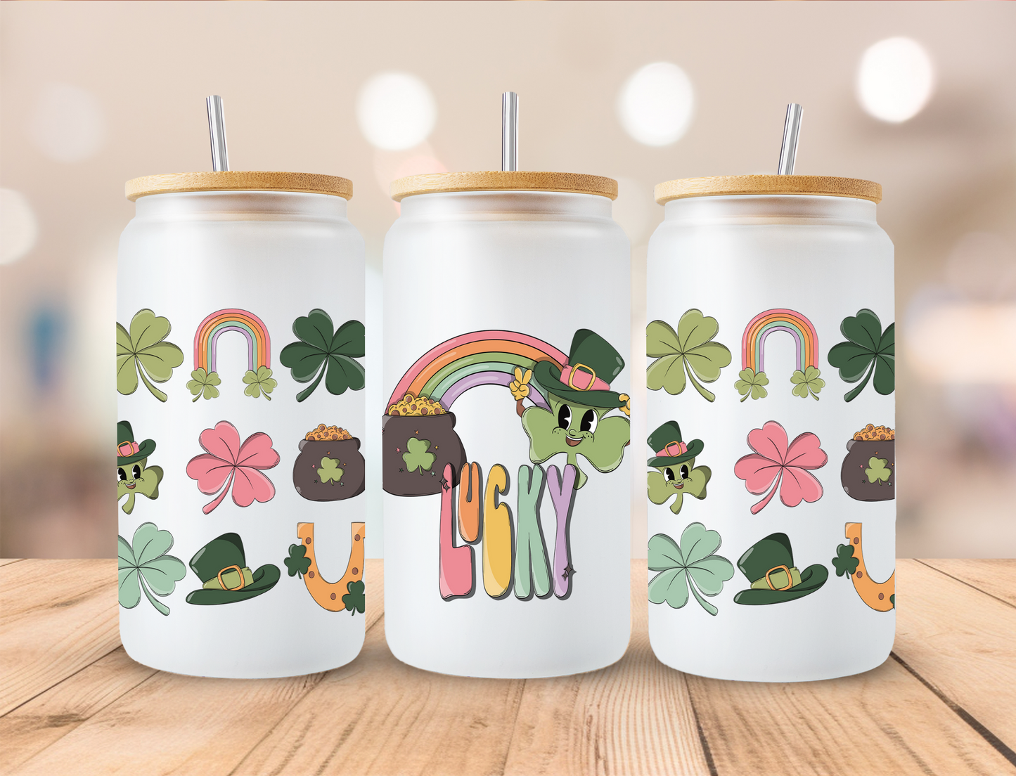 St. Patty's Lucky's - 16 oz / 20 oz Libby UV DTF Wrap