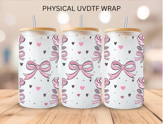 Valentine Pink Roses and Bows - 16 oz / 20 oz Libby UV DTF