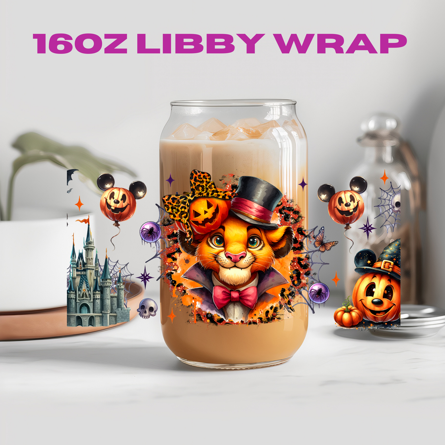 Halloween Leopard Bow Character Collection - 16 oz / 20 oz Libby UV DTF Wrap