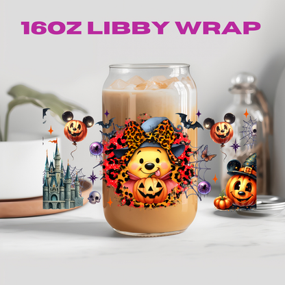 Halloween Leopard Bow Character Collection - 16 oz / 20 oz Libby UV DTF Wrap