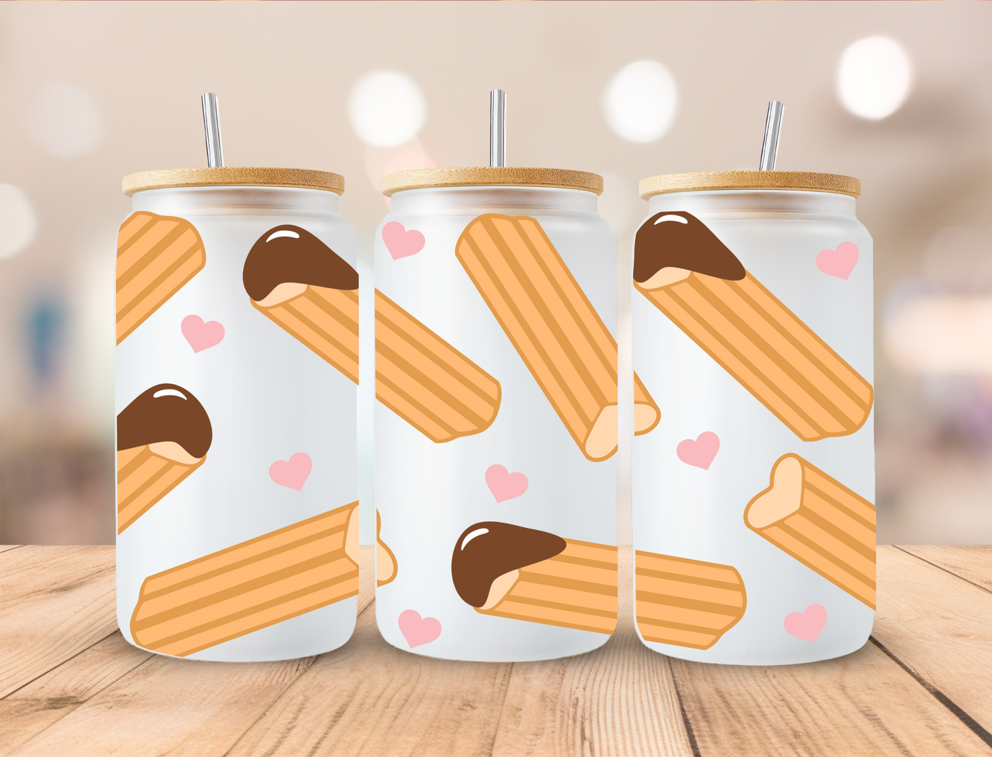 Valentine's Churro - 16 oz Libby UV DTF Wrap