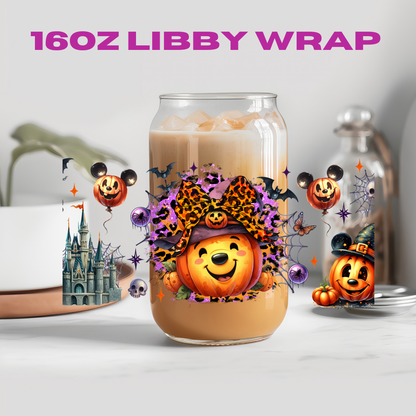 Halloween Leopard Bow Character Collection - 16 oz / 20 oz Libby UV DTF Wrap