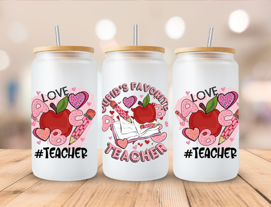 Valentine's #Teacher - 16 oz / 20 oz Libby UV DTF Wrap