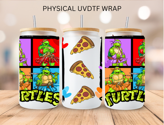 Valentines Fighting Turtles Pizza - 16 oz / 20 oz Libby UV DTF