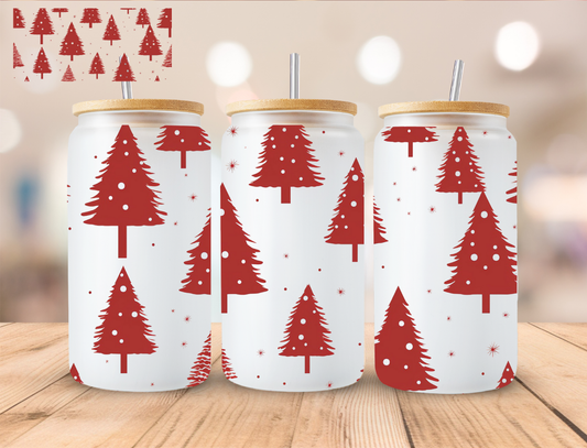 Christmas Red Tree - 16 oz / 20 oz Libby UV DTF Wrap