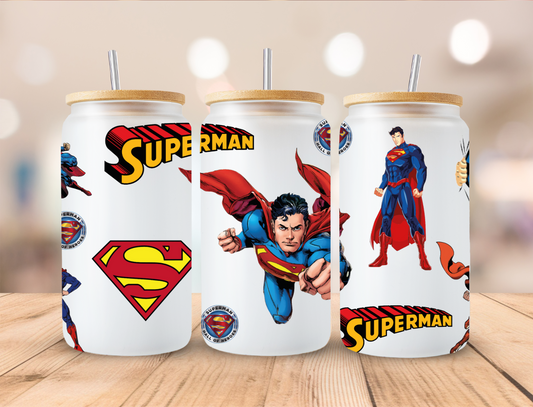 Super Hero Superman - 16oz/20oz Libby UV DTF Wrap