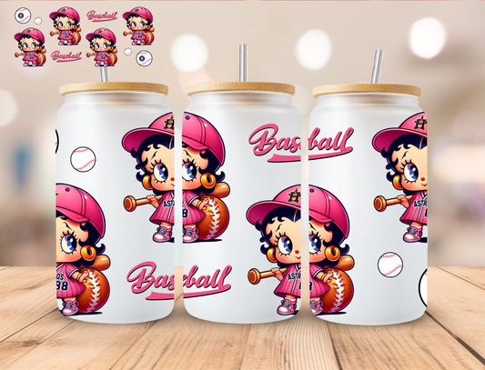 Astros Boop Baseball - 16 oz / 20 oz Libby UV DTF Wrap