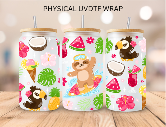 Summer Sloth - 16 oz / 20 oz Libby UV DTF Wrap