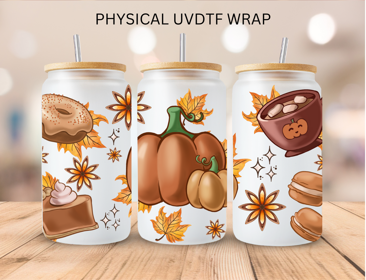 Fall Treats Aesthetic - 16 oz / 20 oz Libby UV DTF Wrap