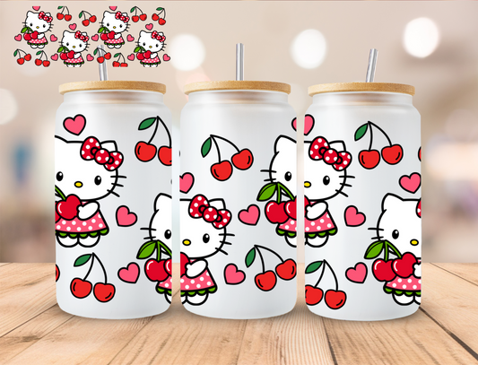 Cherry Kitty - 16 oz / 20 oz Libby UV DTF Wrap