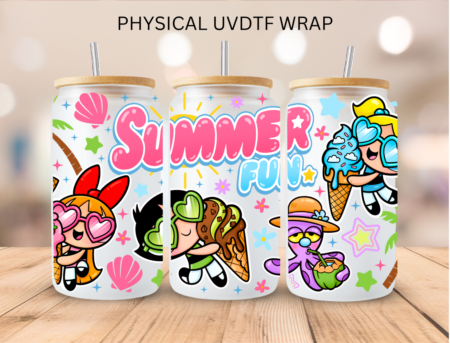 Summer Power Puff - 16 oz / 20 oz Libby UV DTF Wrap