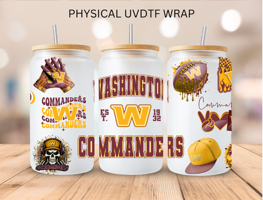 Commanders NFL Team - 16 oz / 20 oz Libby UV DTF Wrap