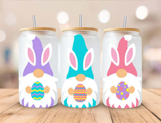 Easter Pastel Gnomes Trio - 16 oz Libby UV DTF Wrap